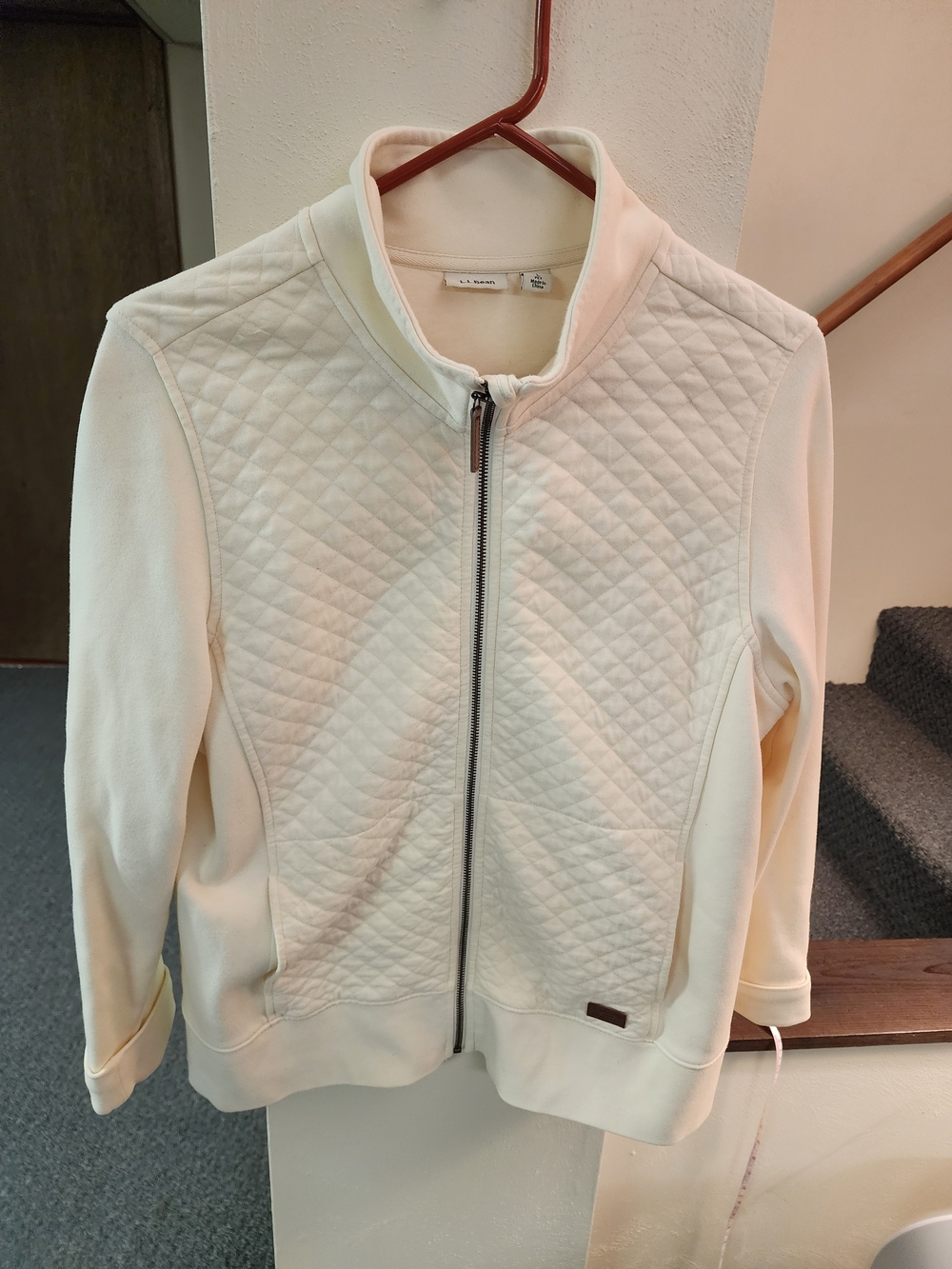 L.L. Bean Women's Cream Quilted Zip-Front Jacket